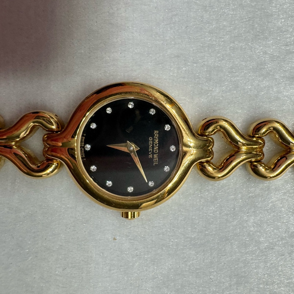 Raymond Weil Gold and Black Women's Watch with Diamond Hour Markers - 5878 - Picture 9 of 14